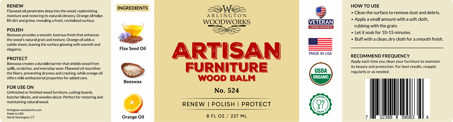 No. 524 Wood Balm – Natural Furniture Conditioner & Polish