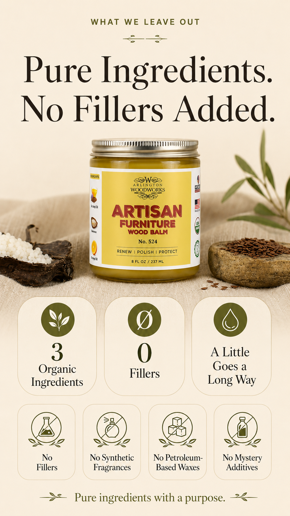 Infographic explaining what Arlington Woodworks No. 524 leaves out