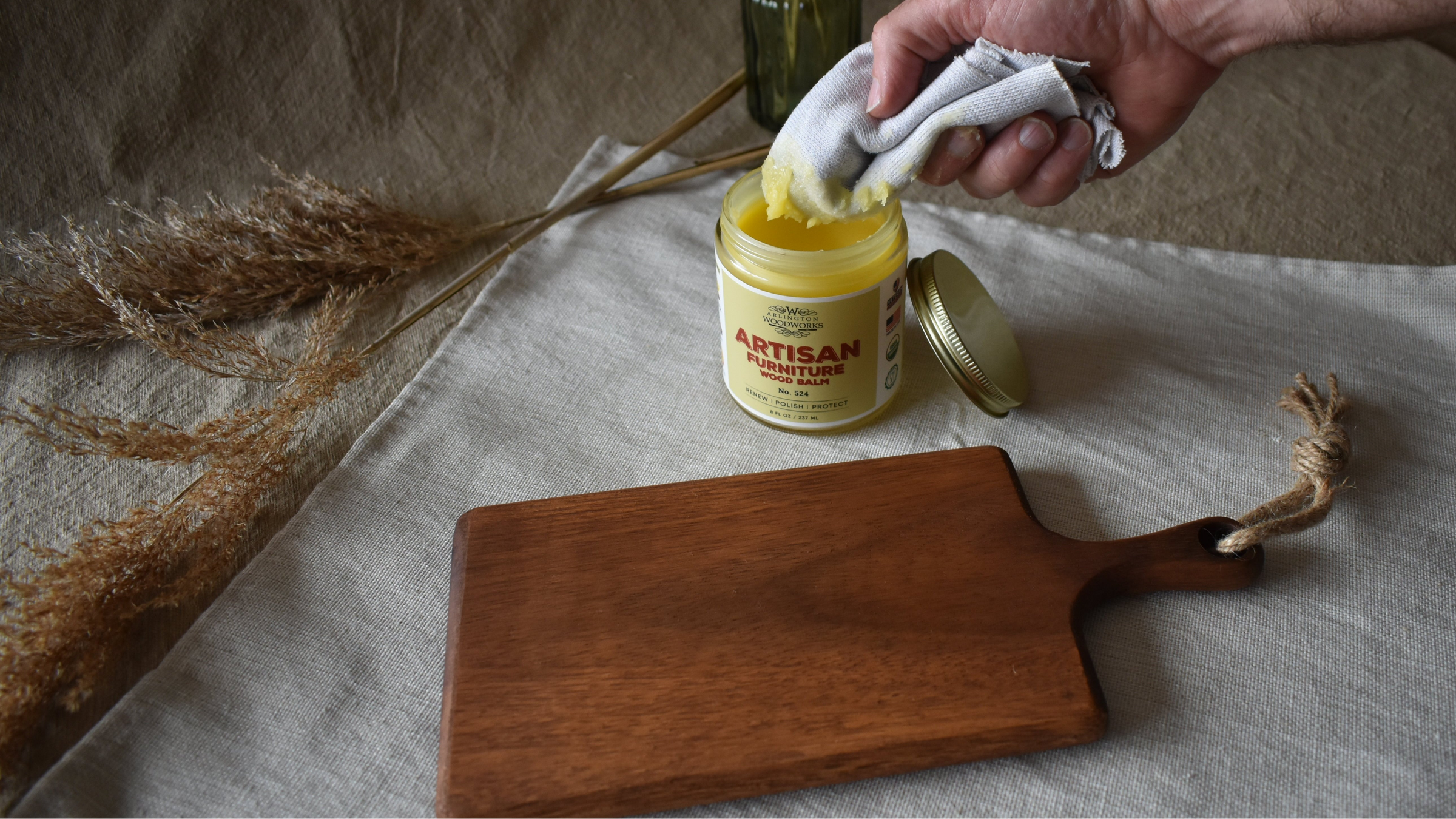 Applying Arlington Woodworks wood balm to real wood