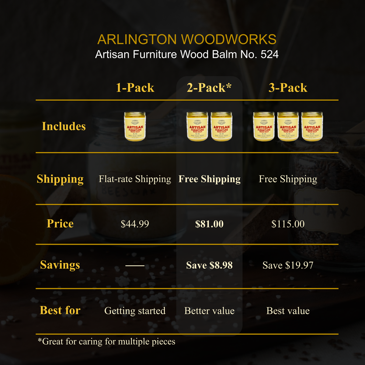 Arlington Woodworks product guide image